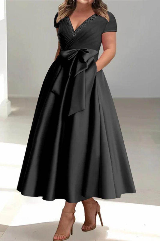 A Line V Neck Mother of the Bride Dresses with Pockets CM0350