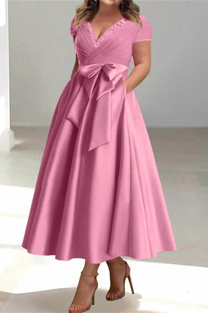 A Line V Neck Mother of the Bride Dresses with Pockets CM0350