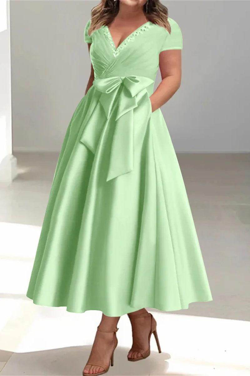 A Line V Neck Mother of the Bride Dresses with Pockets CM0350
