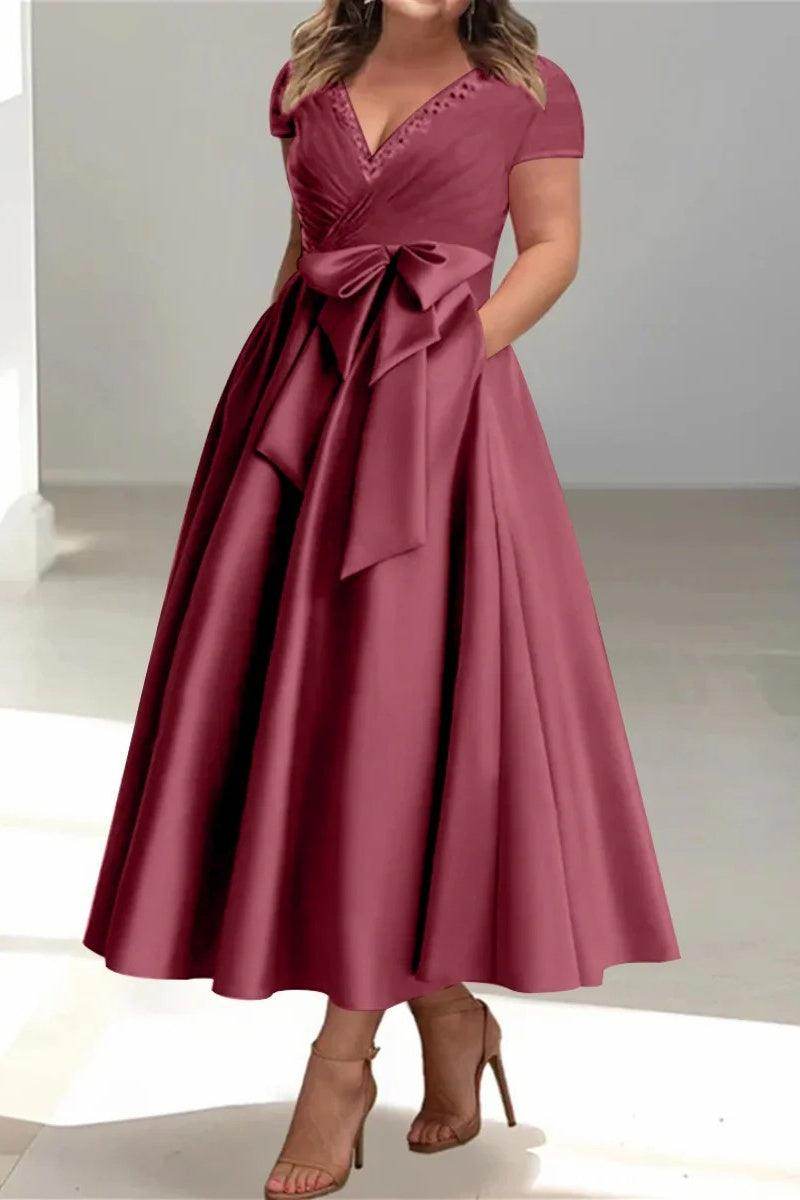 A Line V Neck Mother of the Bride Dresses with Pockets CM0350