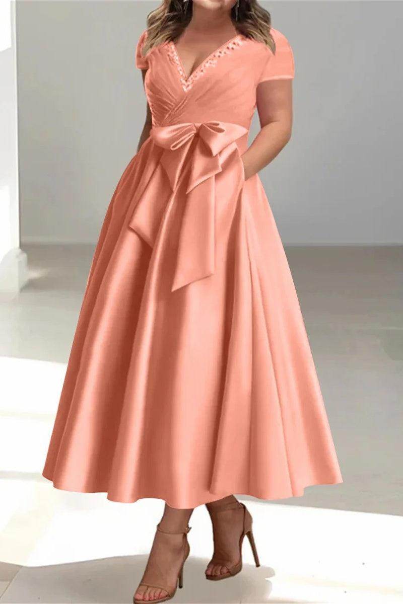 A Line V Neck Mother of the Bride Dresses with Pockets CM0350