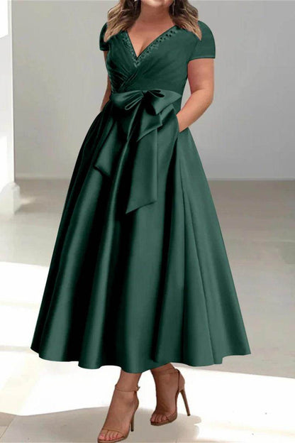 A Line V Neck Mother of the Bride Dresses with Pockets CM0350