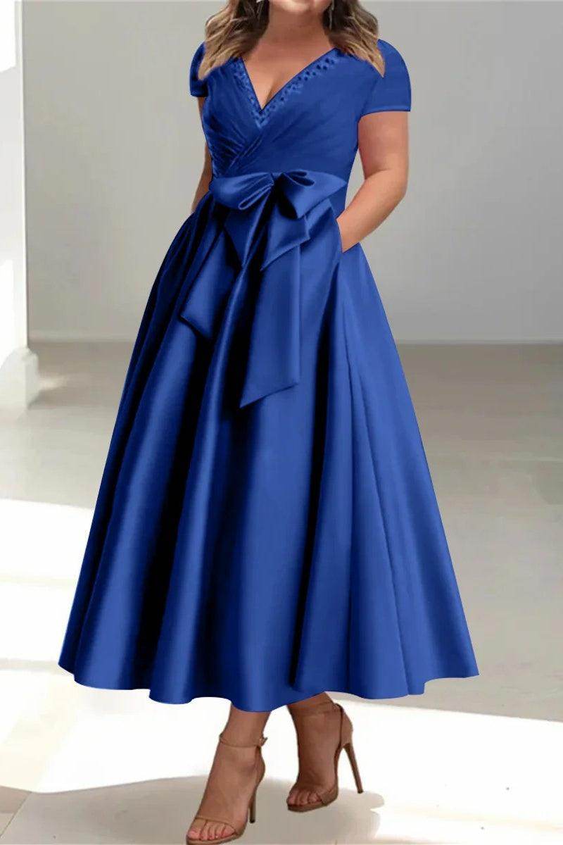 A Line V Neck Mother of the Bride Dresses with Pockets CM0350