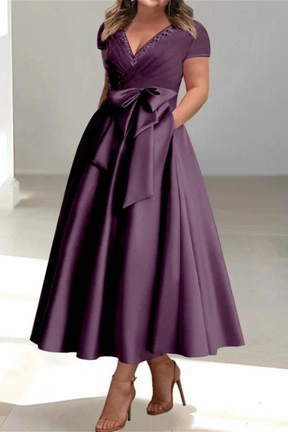 A Line V Neck Mother of the Bride Dresses with Pockets CM0350