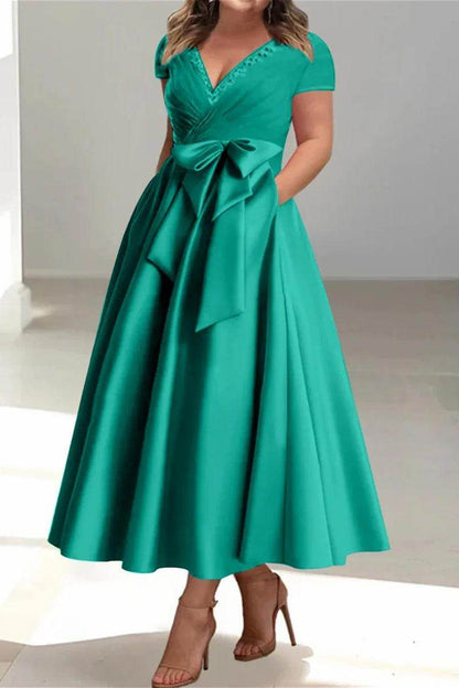 A Line V Neck Mother of the Bride Dresses with Pockets CM0350