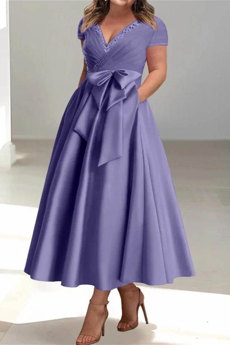 A Line V Neck Mother of the Bride Dresses with Pockets CM0350