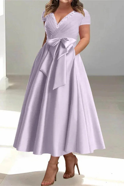 A Line V Neck Mother of the Bride Dresses with Pockets CM0350