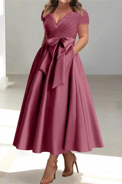 A Line V Neck Mother of the Bride Dresses with Pockets CM0350