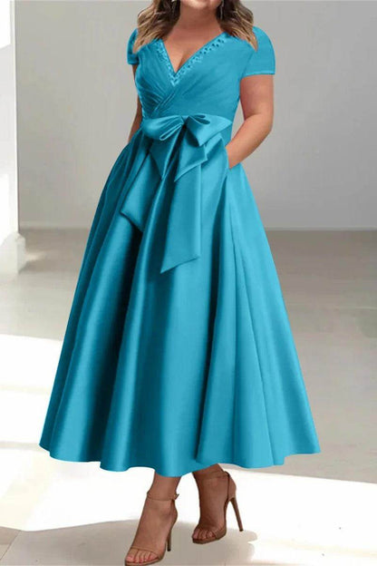 A Line V Neck Mother of the Bride Dresses with Pockets CM0350