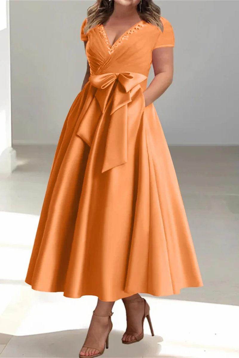 A Line V Neck Mother of the Bride Dresses with Pockets CM0350