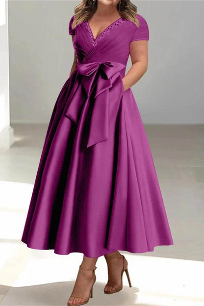 A Line V Neck Mother of the Bride Dresses with Pockets CM0350