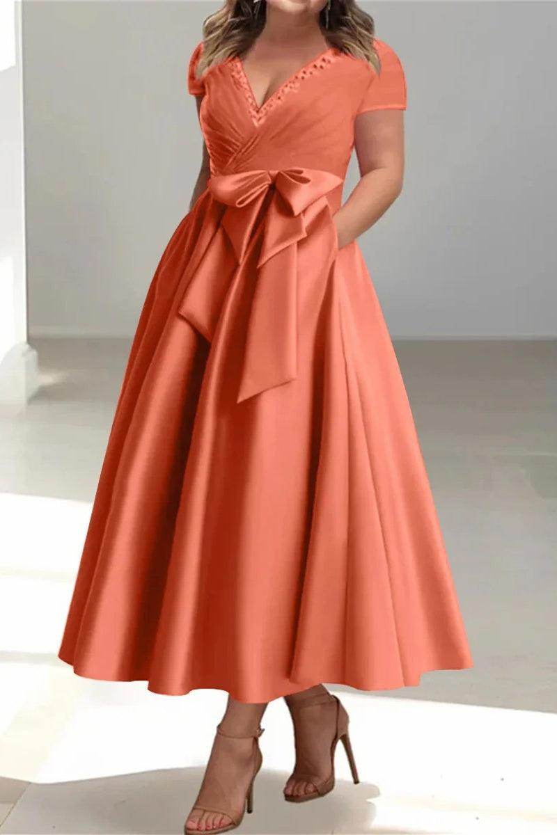 A Line V Neck Mother of the Bride Dresses with Pockets CM0350