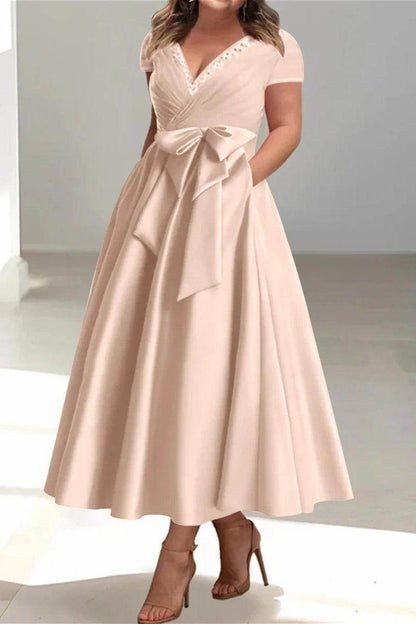 A Line V Neck Mother of the Bride Dresses with Pockets CM0350
