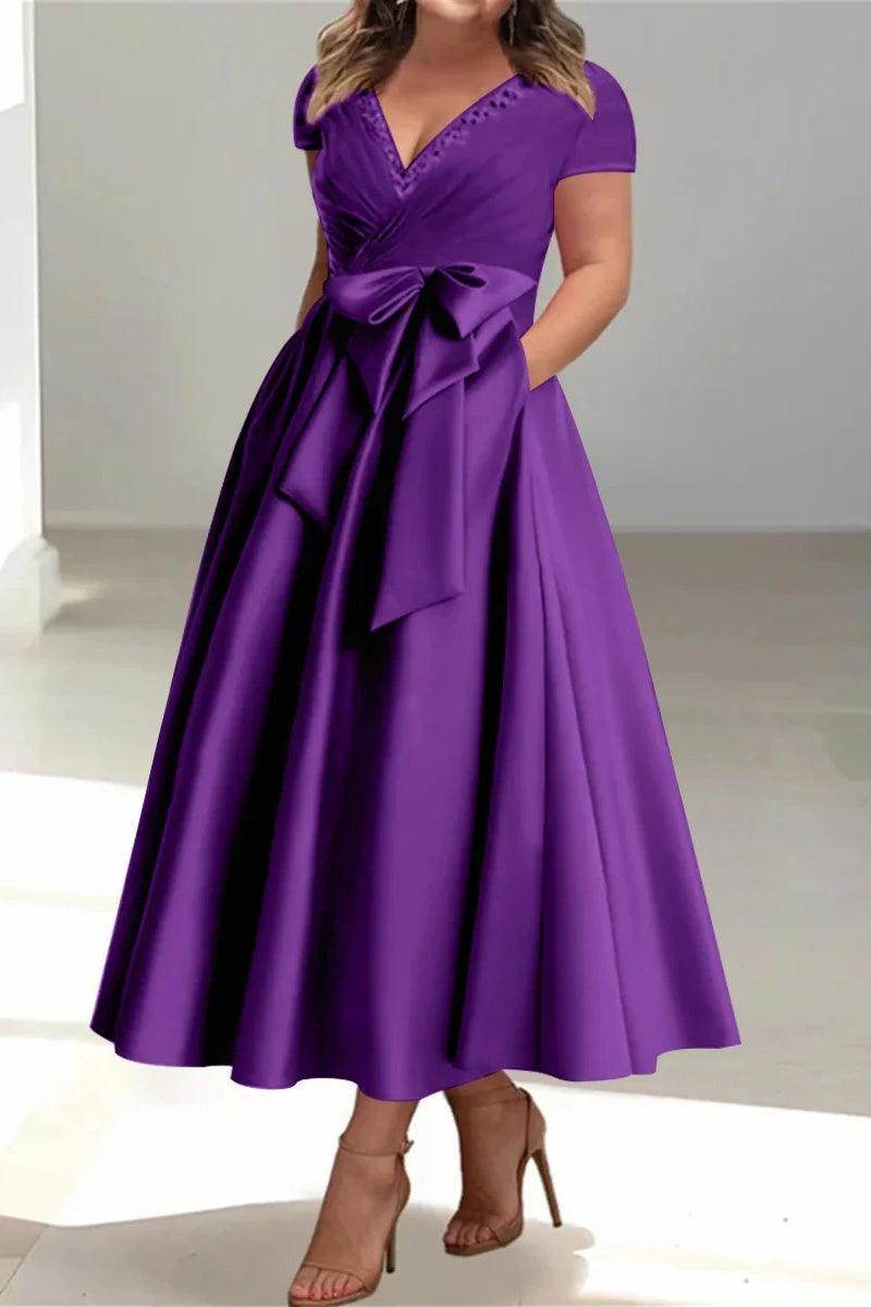 A Line V Neck Mother of the Bride Dresses with Pockets CM0350