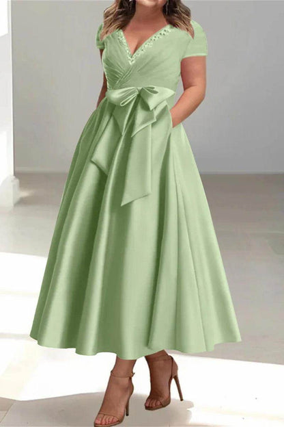 A Line V Neck Mother of the Bride Dresses with Pockets CM0350