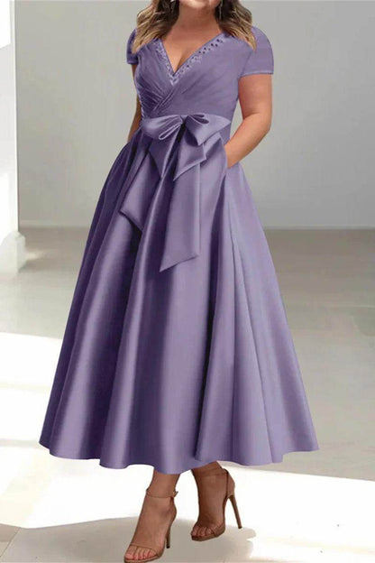 A Line V Neck Mother of the Bride Dresses with Pockets CM0350