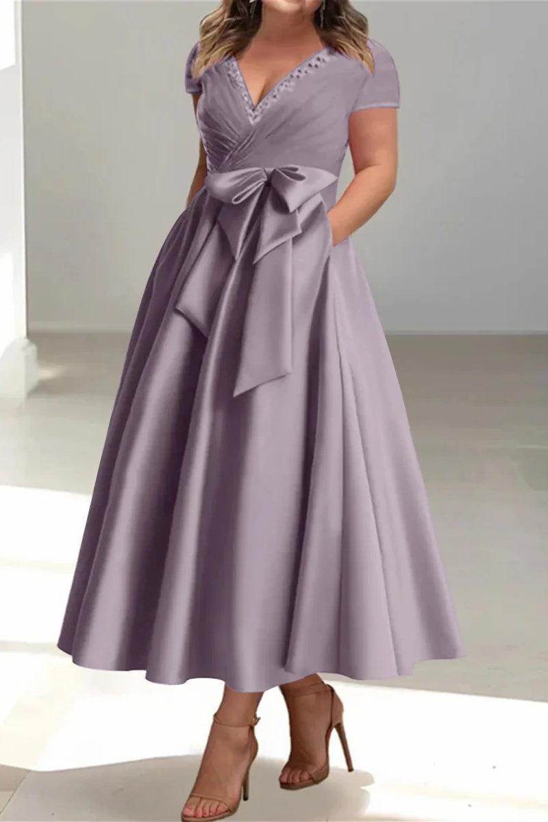 A Line V Neck Mother of the Bride Dresses with Pockets CM0350