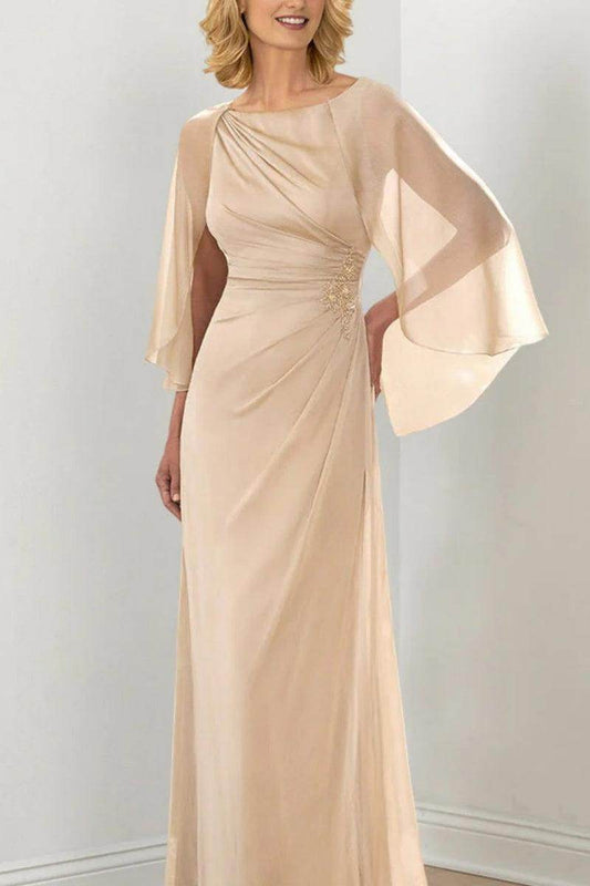 Sheath Column Round Neck Ruched Mother Dresses CM0361