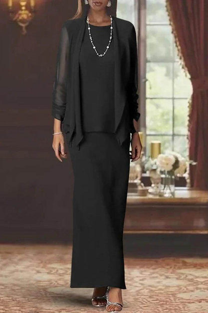 Sheath Scoop Neck Long Sleeves Floor Length Mother Dresses CM0365