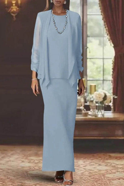 Sheath Scoop Neck Long Sleeves Floor Length Mother Dresses CM0365
