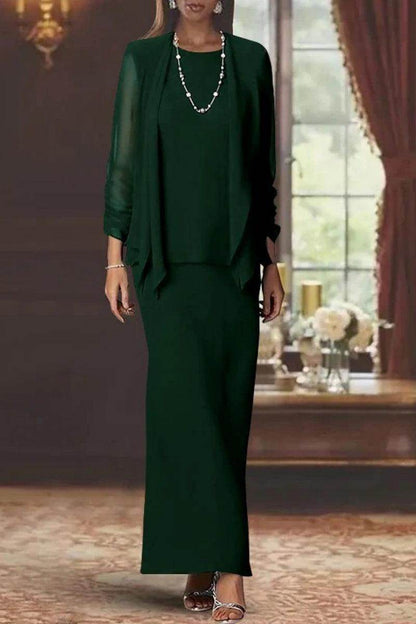Sheath Scoop Neck Long Sleeves Floor Length Mother Dresses CM0365