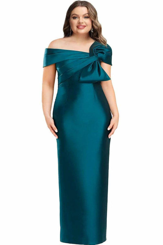 Sheath One Shoulder Floor Length Mother Dresses with Bow CM0368