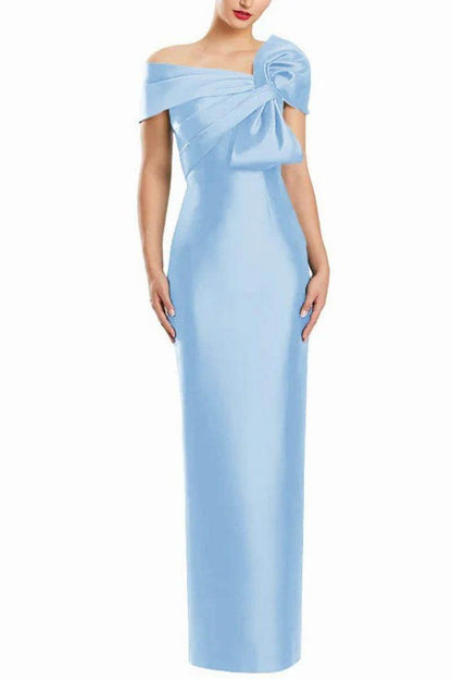 Sheath One Shoulder Floor Length Mother Dresses with Bow CM0368