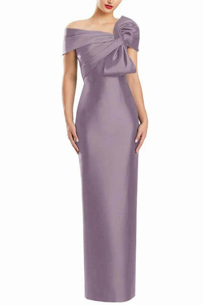 Sheath One Shoulder Floor Length Mother Dresses with Bow CM0368