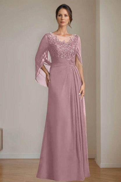 A Line Scoop Floor Length Sequins Mother of the Bride Dresses CM0369