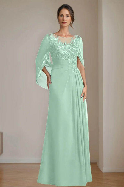 A Line Scoop Floor Length Sequins Mother of the Bride Dresses CM0369
