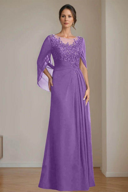 A Line Scoop Floor Length Sequins Mother of the Bride Dresses CM0369