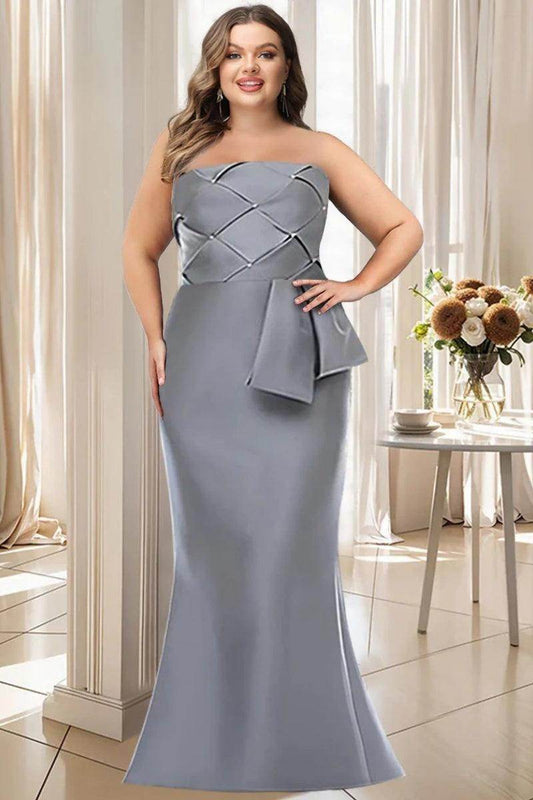 Mermaid Strapless Sleeveless Floor Length Mother Dresses CM0371