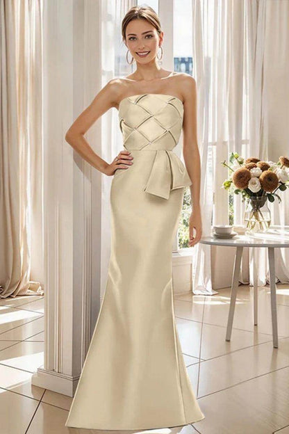 Mermaid Strapless Sleeveless Floor Length Mother Dresses CM0371