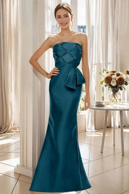 Mermaid Strapless Sleeveless Floor Length Mother Dresses CM0371