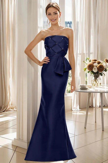 Mermaid Strapless Sleeveless Floor Length Mother Dresses CM0371
