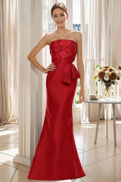 Mermaid Strapless Sleeveless Floor Length Mother Dresses CM0371