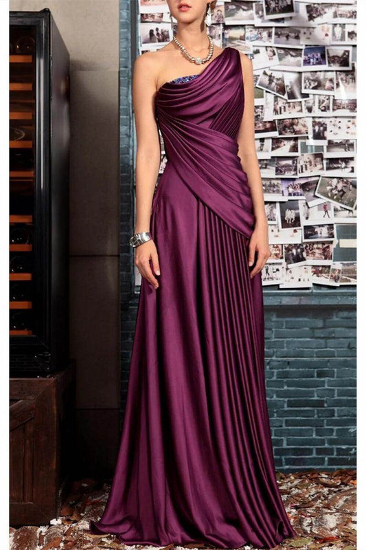 Sheath One Shoulder Sleeveless Floor Length Mother Dresses CM0373