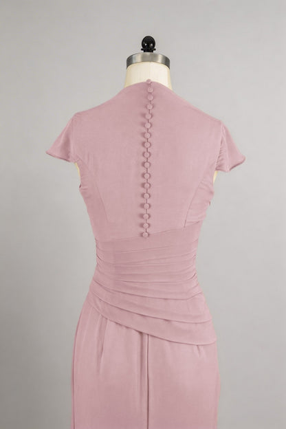 Sheath Column V Neck Short Sleeves Floor Length Mother Dresses CM0377