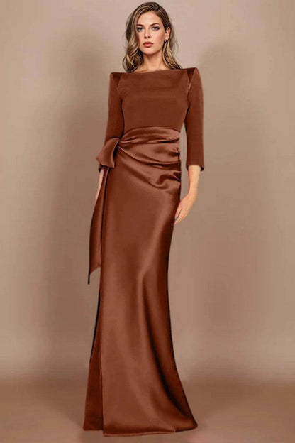 Sheath Scoop 3/4 Length Sleeves Floor Length Mother Dresses CM0380
