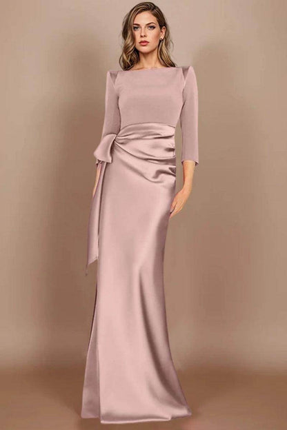 Sheath Scoop 3/4 Length Sleeves Floor Length Mother Dresses CM0380