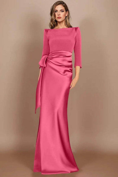 Sheath Scoop 3/4 Length Sleeves Floor Length Mother Dresses CM0380