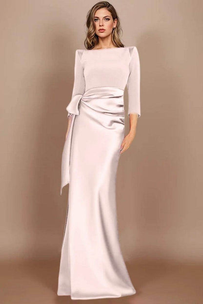Sheath Scoop 3/4 Length Sleeves Floor Length Mother Dresses CM0380