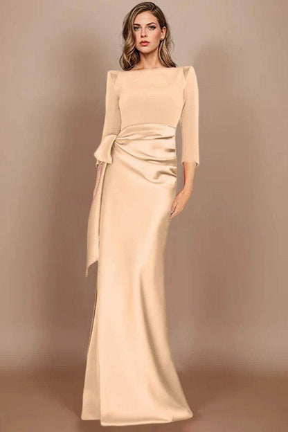 Sheath Scoop 3/4 Length Sleeves Floor Length Mother Dresses CM0380