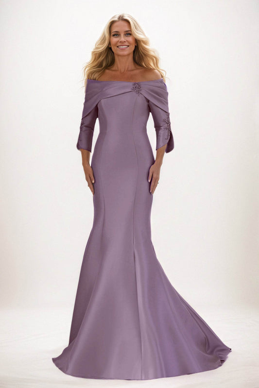 Trumpet-Mermaid Maxi Satin Mother of the Bride Dresses CM0381