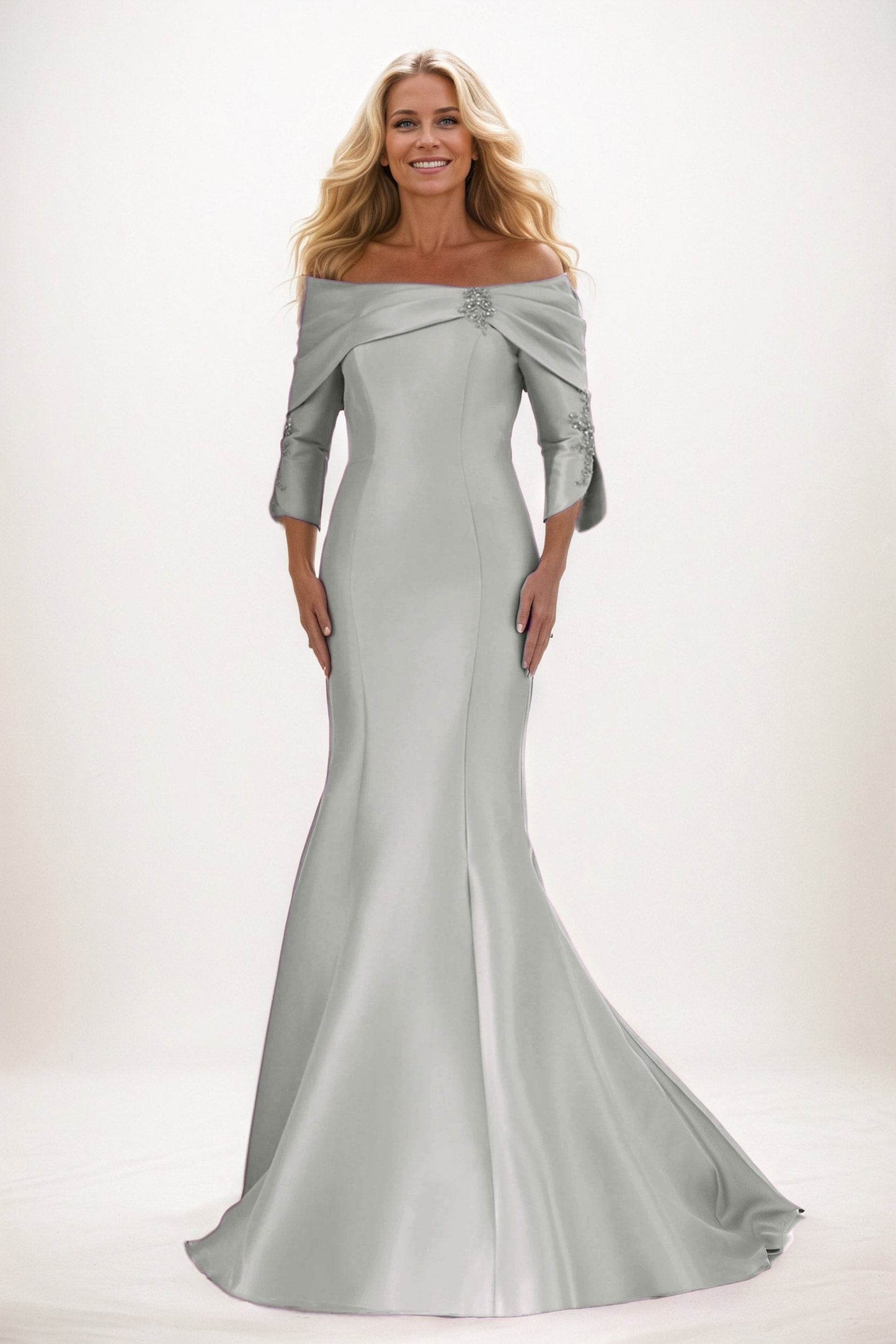 Trumpet-Mermaid Maxi Satin Mother of the Bride Dresses CM0381
