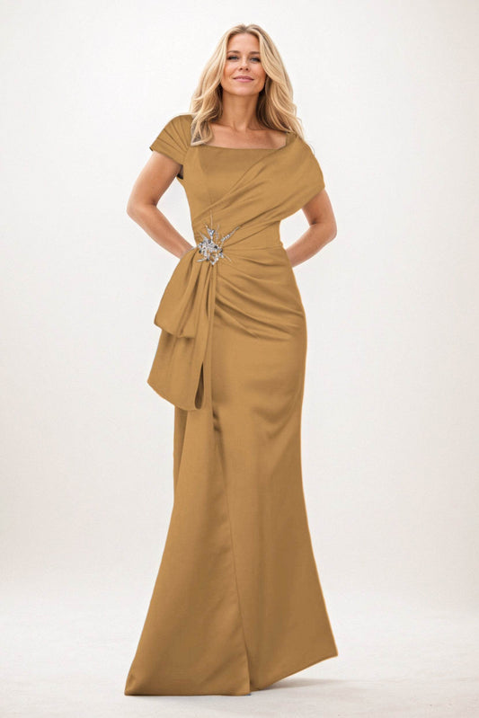 Trumpet-Mermaid Maxi Satin Mother of the Bride Dresses CM0385
