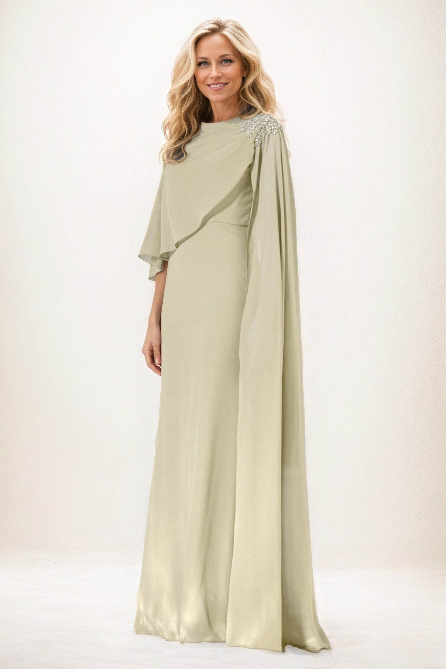 Sheath-Column Maxi Chiffon Mother of the Bride Dresses CM0388