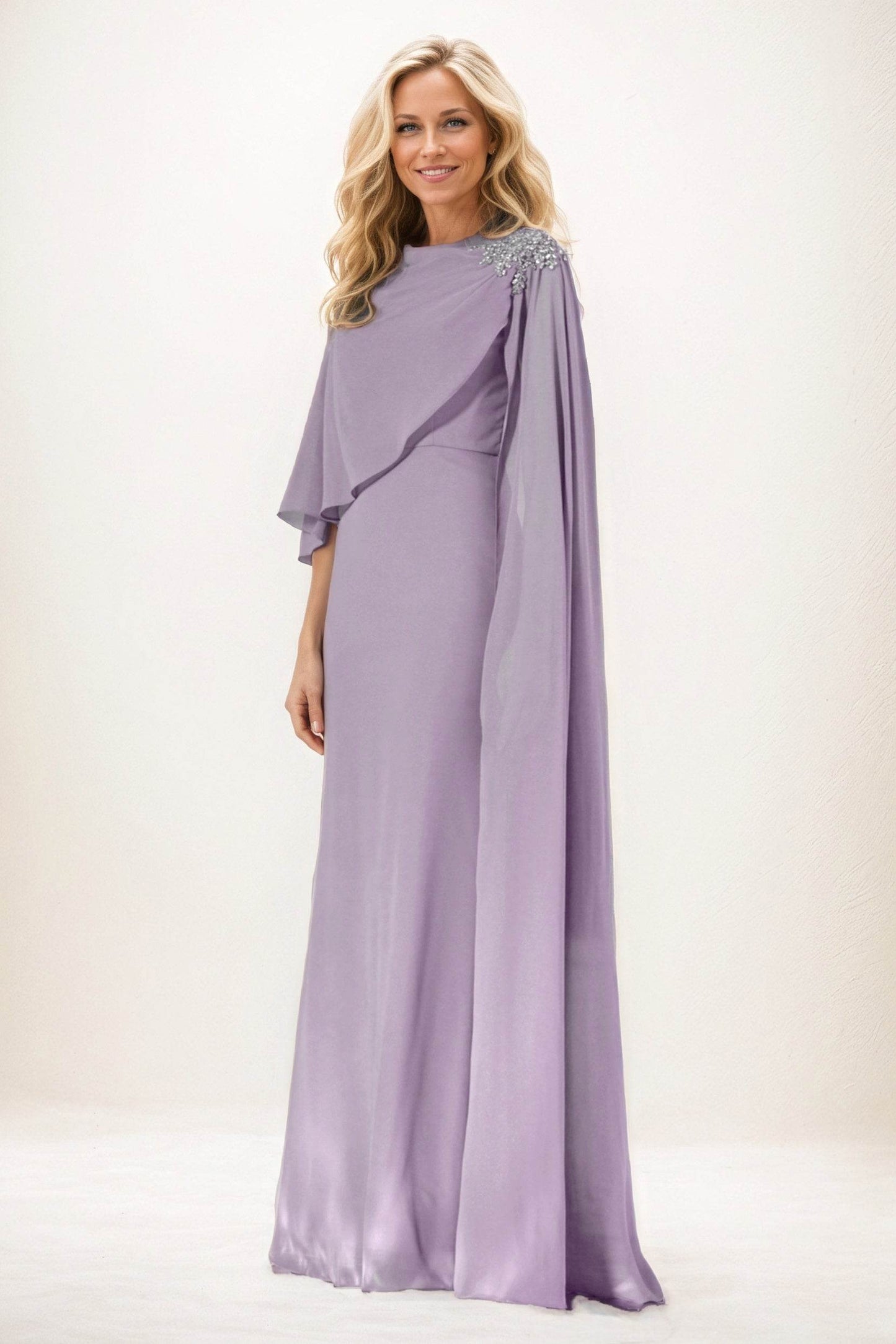 Sheath-Column Maxi Chiffon Mother of the Bride Dresses CM0388