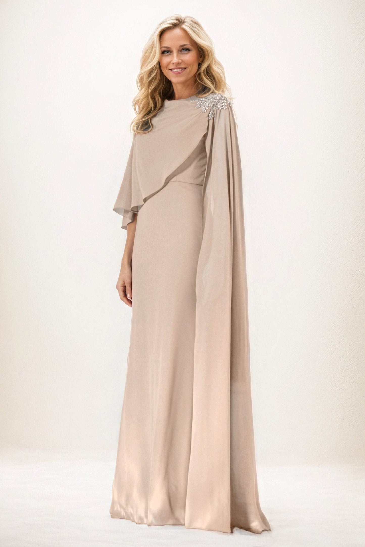 Sheath-Column Maxi Chiffon Mother of the Bride Dresses CM0388
