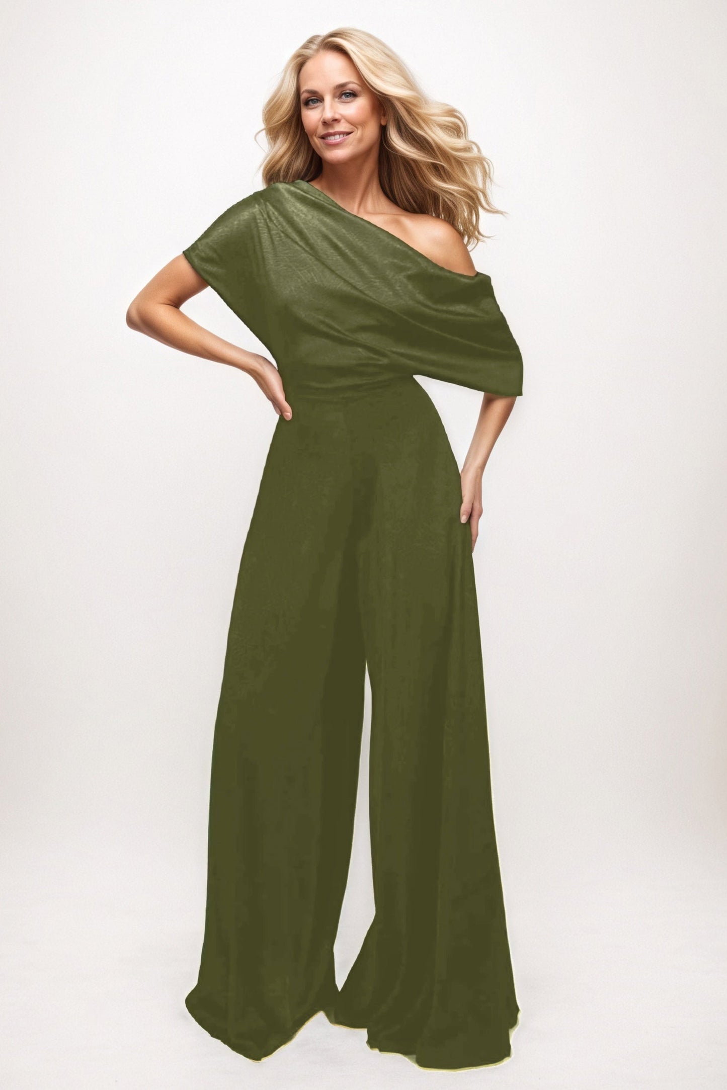 Jumpsuit Maxi Elastic Satin Chiffon Mother of the Bride Dresses CM0391